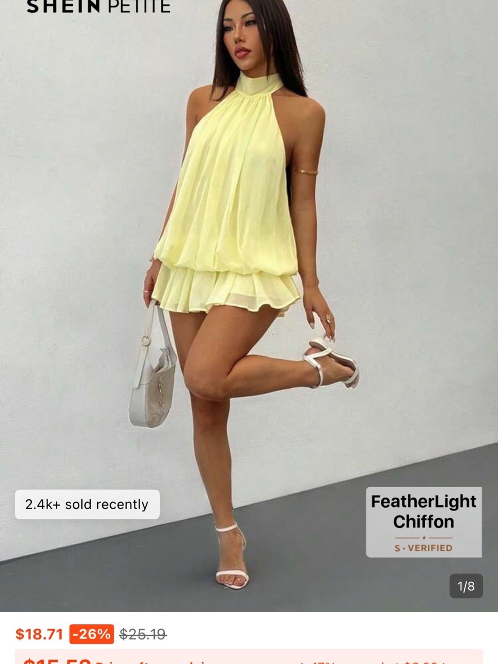 SHEIN Yellow Halter Mini Dress